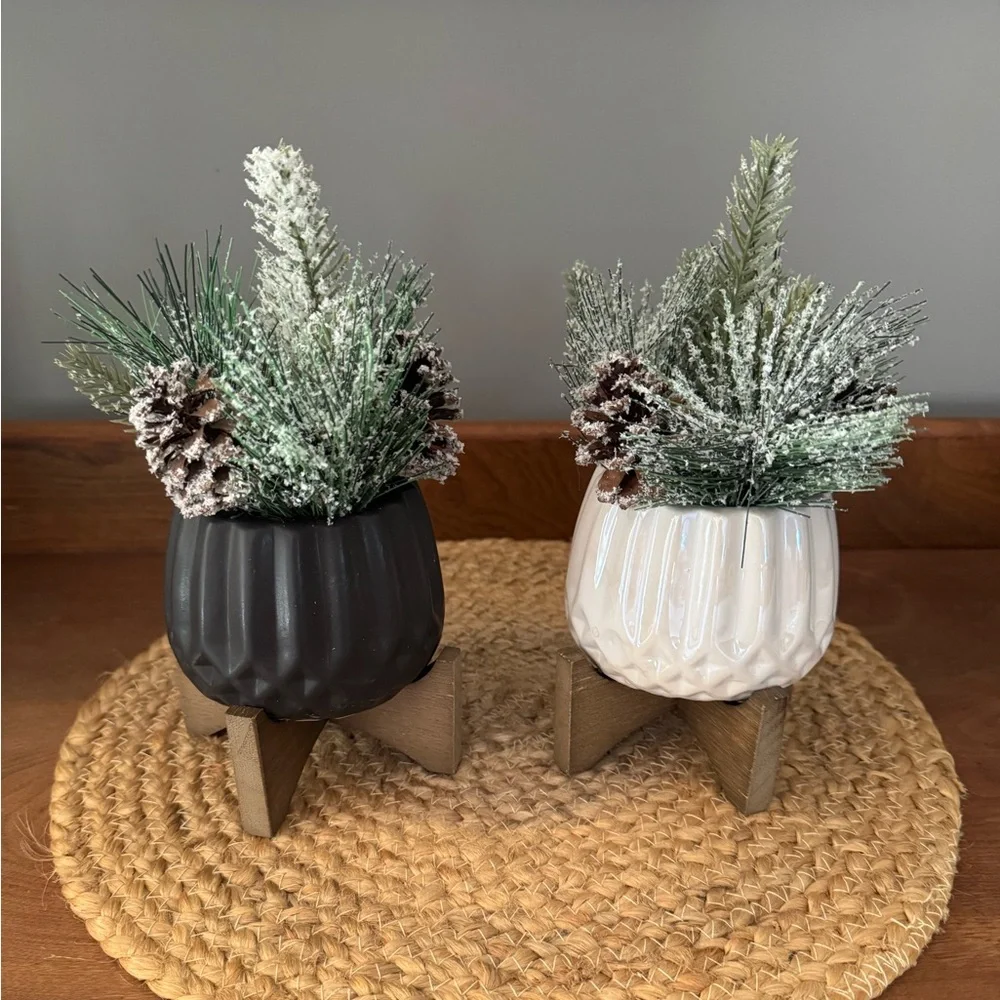 2 Faux Pine Plants